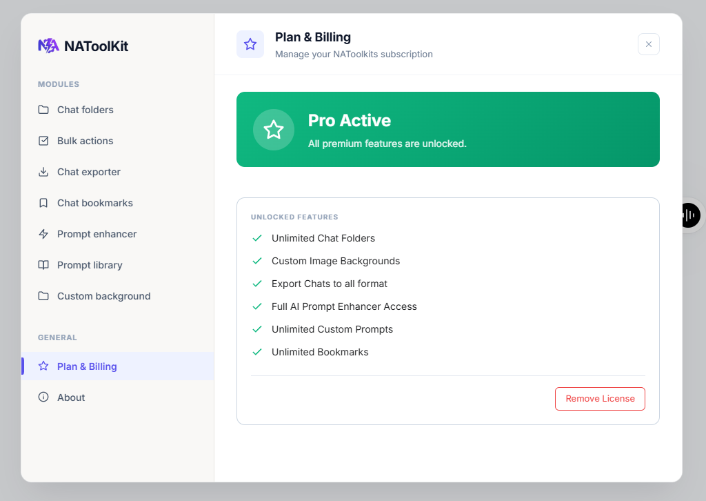 Pro plan active badge